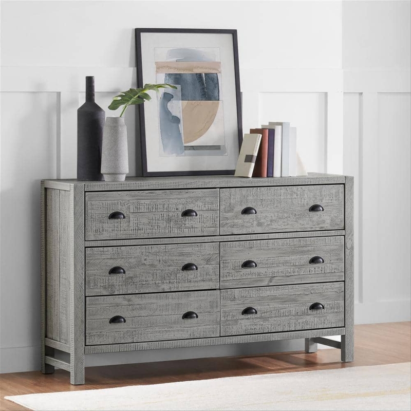Dresser Driftwood Gray Finish with Rustic Cup Pulls