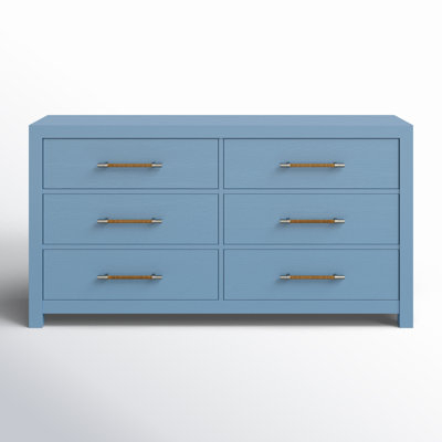 Dresser Dusty Blue Finish Rope Wrapped Handles Coastal Style