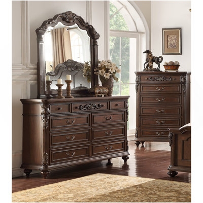 Dresser Elaborate Scrollwork Matching Arched Mirror Antique Walnut Formal