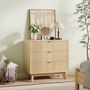 Dresser Fluted Front Fluted Wood 3 Drawer Dresser Scandinavian Modern