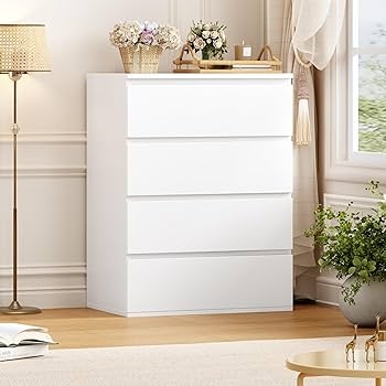 Dresser Four Tier Storage Handleless Modern White Compact