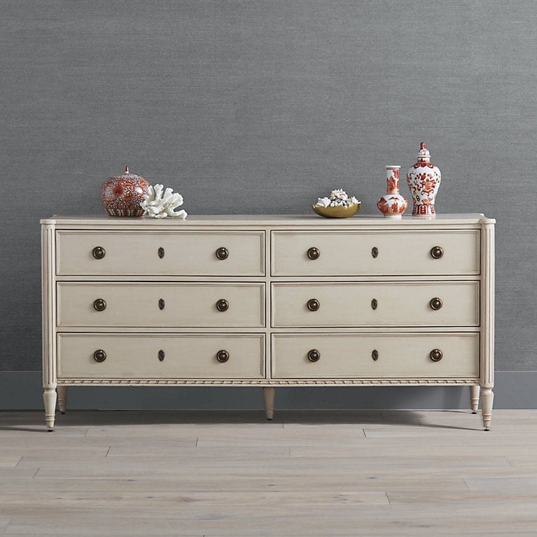 Dresser French Country Style Off-White with Tapered Fluted Legs