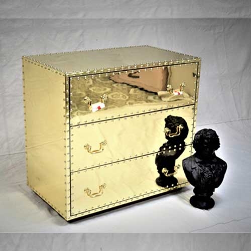 Dresser Glam Brass Styling with Nailhead Trim and Ornate Handles