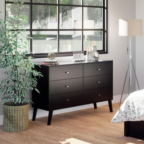 Dresser Gold Rectangular Pulls Tapered Legs Contemporary Design