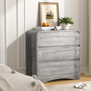Dresser Gray Wood Grain Curved Corners Recessed Fronts Modern