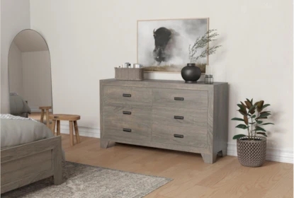 Dresser Grey Wood Tone with Tapered Block Feet