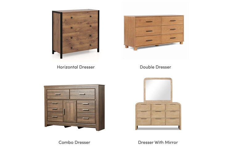 Dresser Guide: Wood Toned Bedroom Dresser Style Guide Varied Layouts