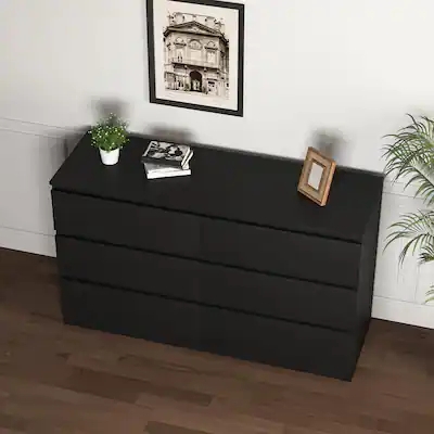 Dresser Handle Less Drawers Minimalist Silhouette Wide Storage Unit