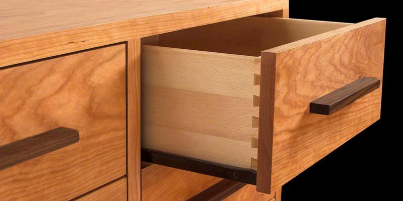 Dresser Honey Wood Dovetail Joints Dark Wood Pulls