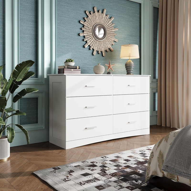 Dresser Horizontal Pulls Plinth Base Six-Drawer Transitional