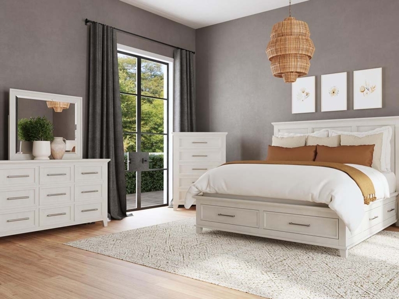 Dresser Ivory Transitional Style with Matching Mirror Set