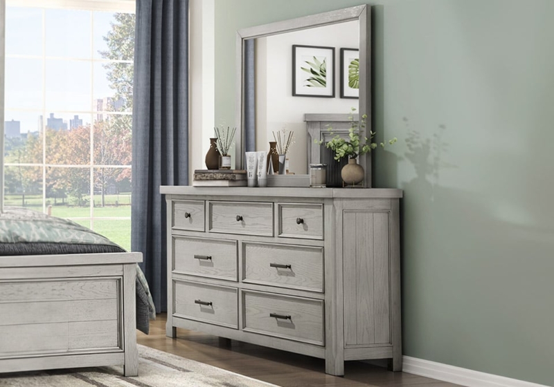 Dresser Light Gray Finish with Mixed Hardware Styles