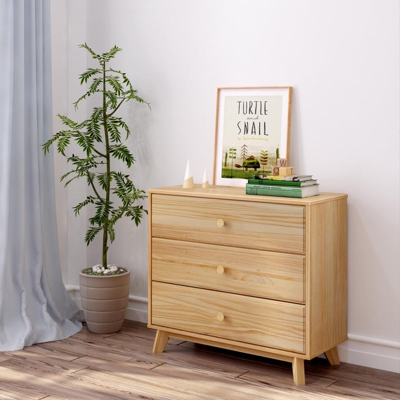 Dresser Light Pine Tone Tapered Splayed Legs Scandinavian Nursery