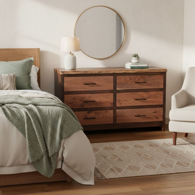 Dresser Live Edge Wood Modern Rustic Natural Finish