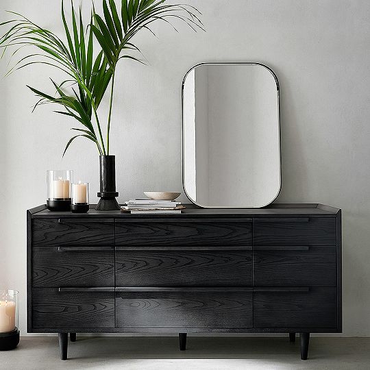 Dresser Low Profile Wood Grain with Nine Drawer Design