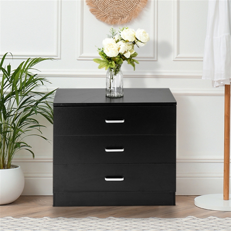 Dresser Matte Black Finish Silver Pulls Minimalist Modern Storage