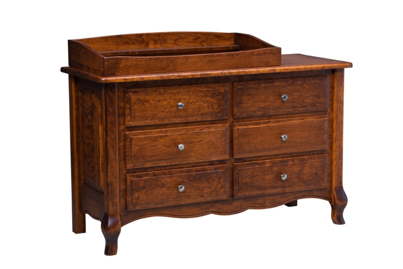 Dresser Medium Brown Six Drawers with Removable Changing Tray and Cabriole Legs
