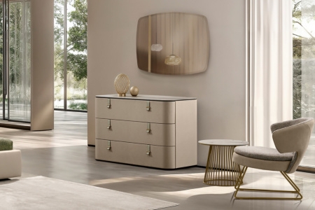 Dresser Minimalist Leather-Wrapped Exterior, Curved Corners
