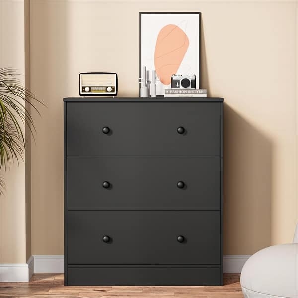 Dresser Minimalist Three Drawer Chest with Round Knobs