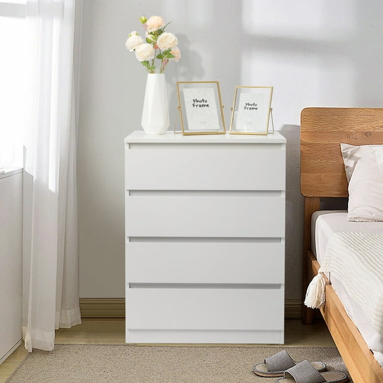 Dresser Minimalist White 4 Drawer Recessed Pulls Matte