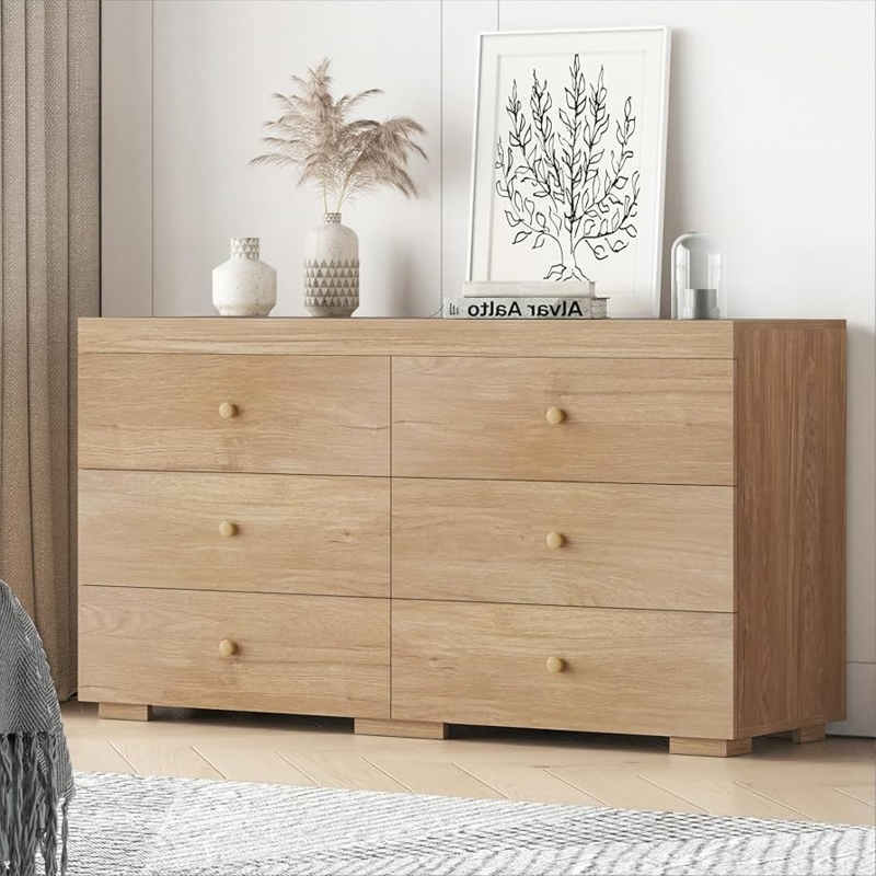 Dresser Minimalist Wood Chest with Round Knobs & Matte Finish