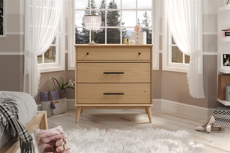 Dresser Mixed Hardware Blonde Wood Finish Tapered Legs Scandinavian