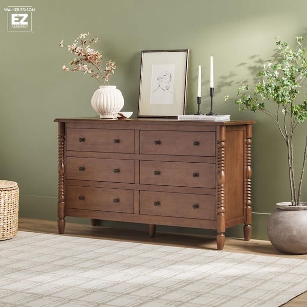 Dresser Modern Farmhouse Spindle Detailing Dark Brown Turned Legs