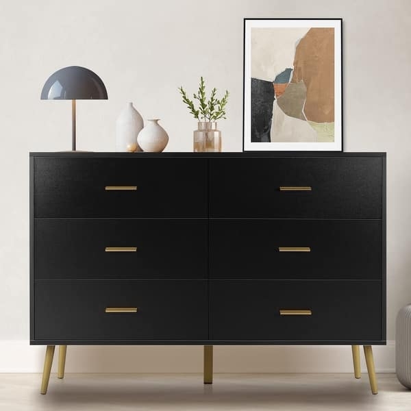 Dresser Modern Gold and Dark Contrast with Tapered Legs