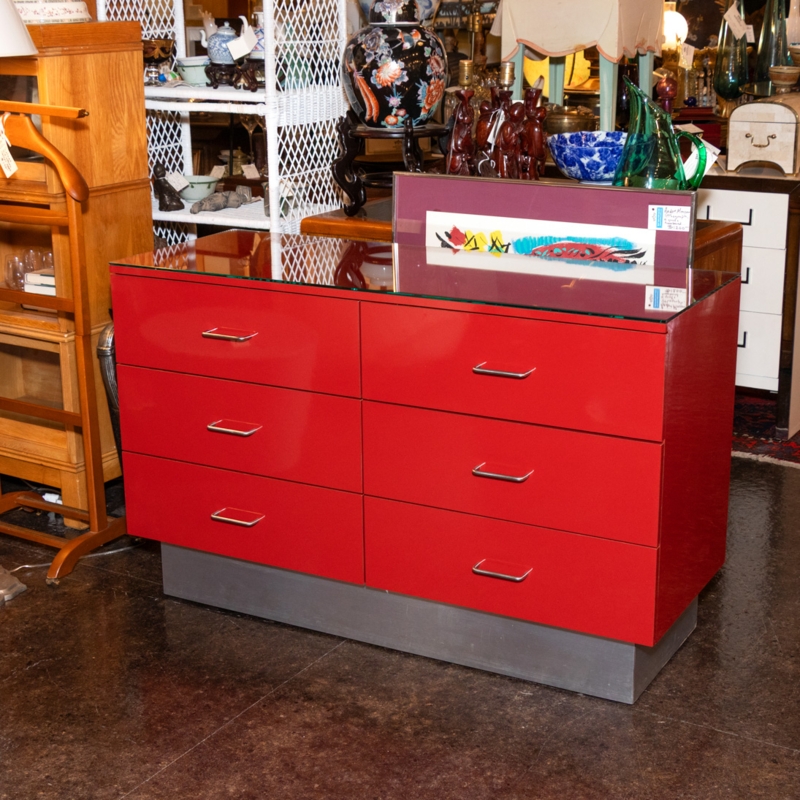 Dresser Modern Industrial Brushed Steel Base Glossy Finish