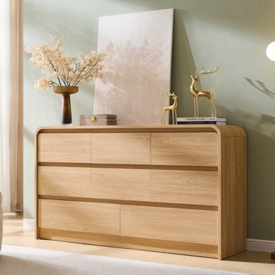 Dresser Modern Minimalist Light Oak Curved Profile Handleless Design