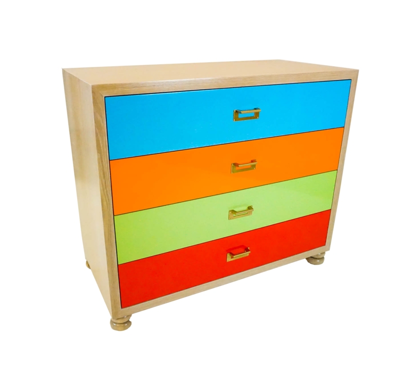 Dresser Modern Playful Rainbow Palette Gold Hardware Light Wood