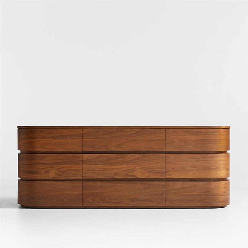 Dresser, Modern Sculptural Walnut with Curved Sides