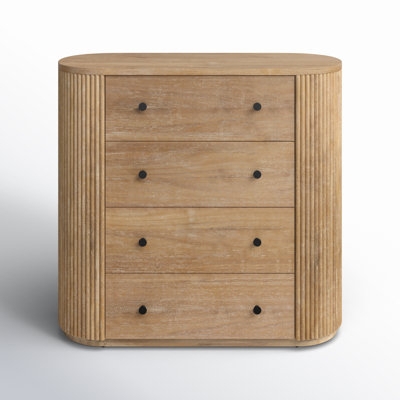 Dresser Natural Acacia Wood Ribbed Curved Sides Pill Shape