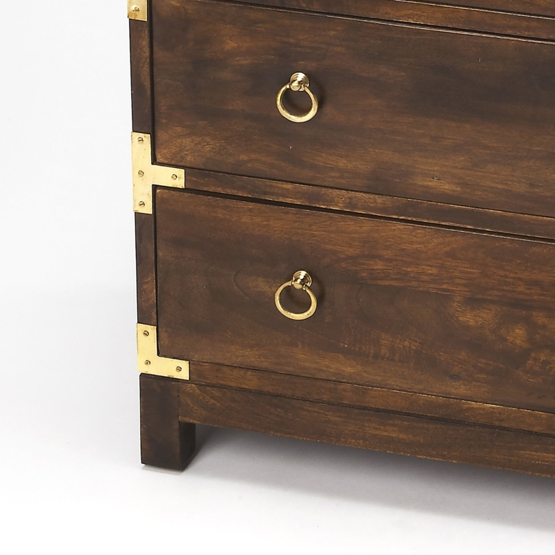 Dresser Nautical Brass Detail Dark Wood with Exposed Screws