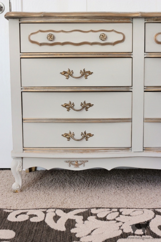 Dresser Off White and Gold with Cabriole Legs and Ornate Hardware