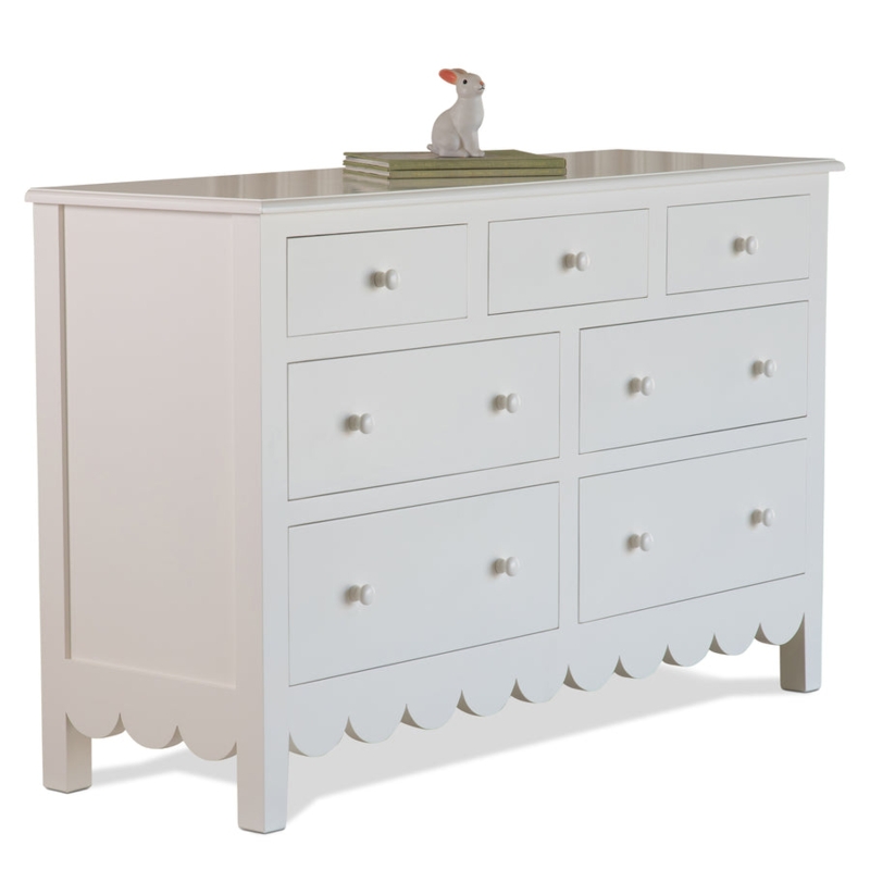 Dresser Off-White Scalloped Base Seven Drawers Traditional Nursery