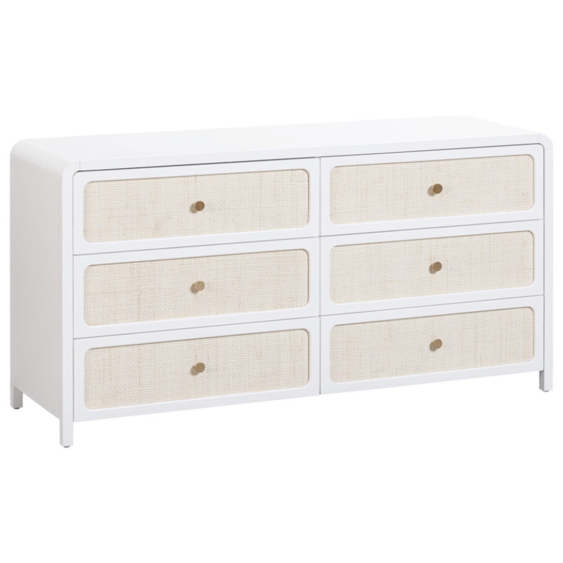 Dresser Rattan Cane Rounded Frame Coastal Bohemian Style
