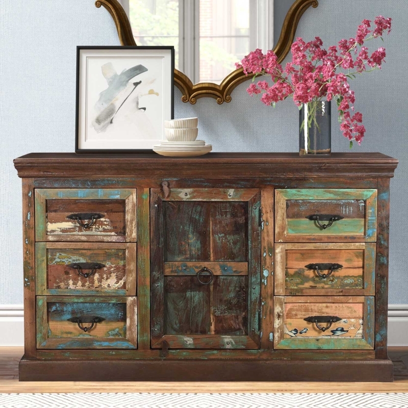 Dresser Reclaimed Look Multi-Colored Paint Finish