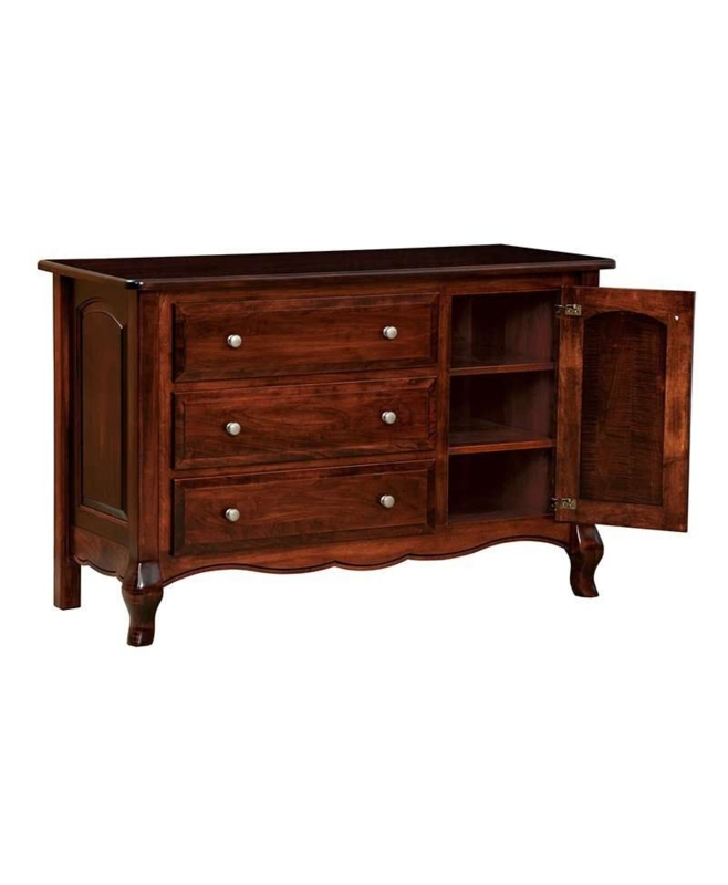 Dresser Reddish Brown with Cabinet Door and Scalloped Apron
