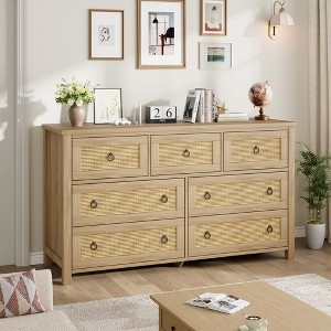 Dresser Ring Hardware Boho Rattan Dresser For Bedroom Seven Drawers