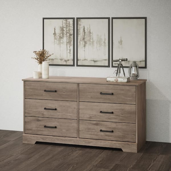 Dresser Rustic Farmhouse Styling Cutout Base Black Pulls Matte Finish