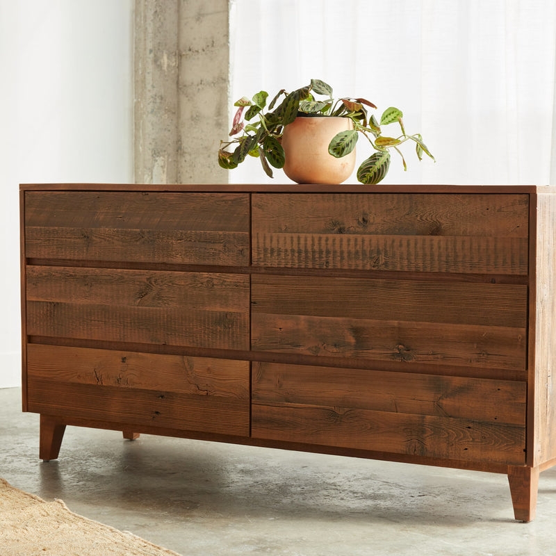 Dresser Rustic Reclaimed Texture Mid Century Storage Handle Less Design