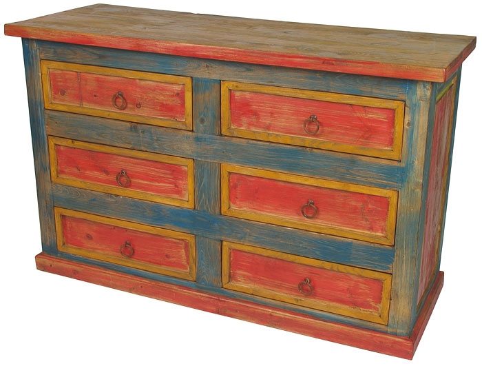 Dresser Rustic Southwestern Distressed Multi Color Finish Ring Pulls