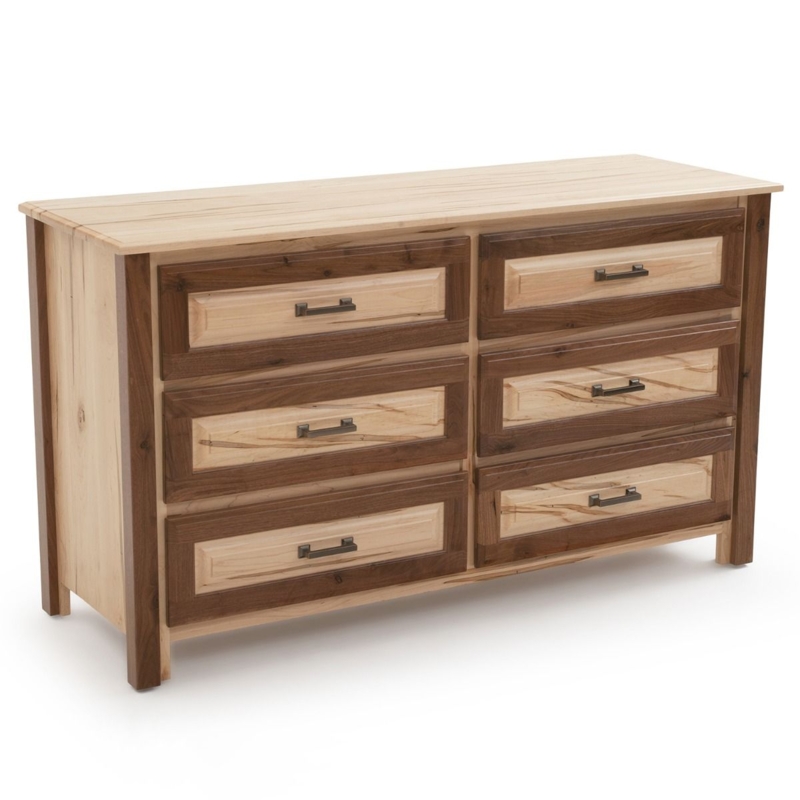 Dresser, Rustic Two-Tone Wood with Raised Panel Drawers