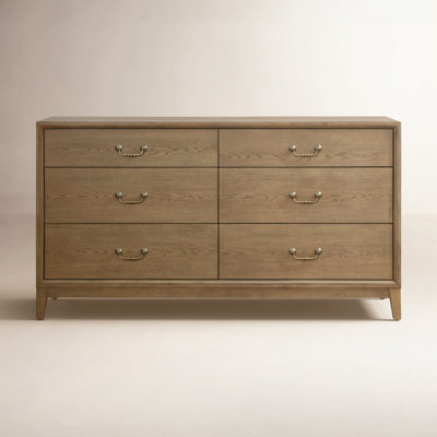 Dresser Rustic Wood Grain Bail Pulls Six Drawers Farmhouse Style