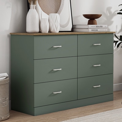 Dresser Sage Green Matte Finish Two Tone Wood Top Plinth Base