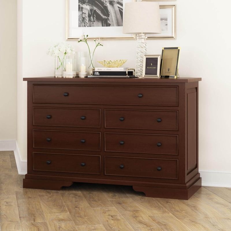 Dresser Seven-Drawer Mahogany Traditional Wood Storage Chest