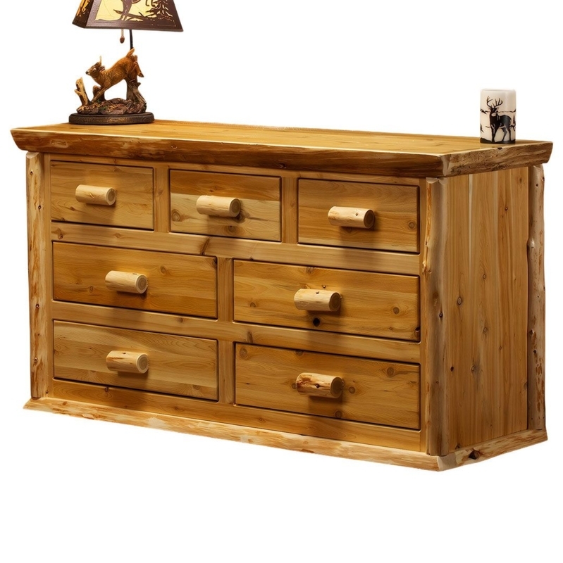 Dresser Seven Drawers Log Corners Cylindrical Pulls