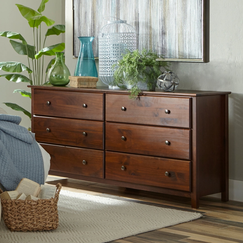 Dresser Shaker Style Six Drawer Medium Brown Finish