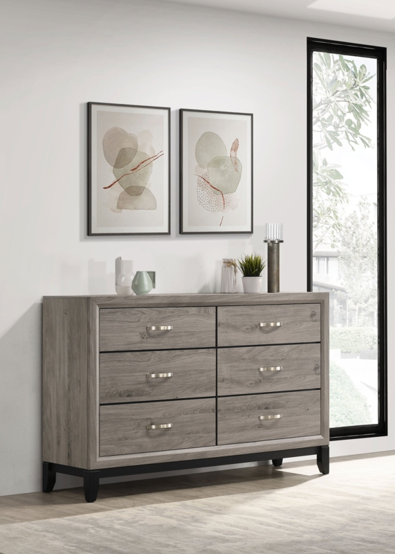 Dresser Taupe Wood Finish with Contrasting Black Legs, Modern